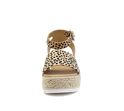 Image of Soda Topic Open Toe Buckle Ankle Strap Espadrilles Flatform Wedge Casual Sandal