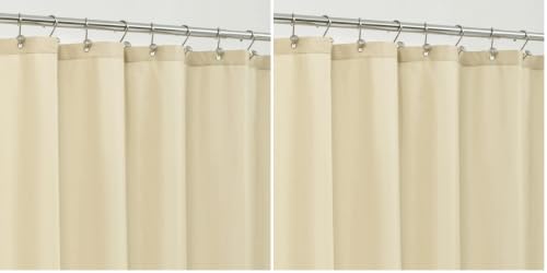 Image of ALYVIA SPRING Cream Fabric Shower Curtain Liner Waterproof - Soft & Light-Weight Cloth Shower Liner with 3 Magnets, Hotel Quality & Machine Washable - Standard Size 72x72, Cream (Pack of 2)