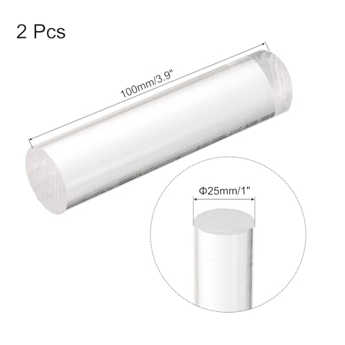 Image of MECCANIXITY 2pcs Acrylic Round Rods 1 inch x 4 inch Clear Acrylic Dowel Rods Sticks Plastic Sticks Strip for DIY Crafts Lighting Gardening Decoration - 25mm x 100mm