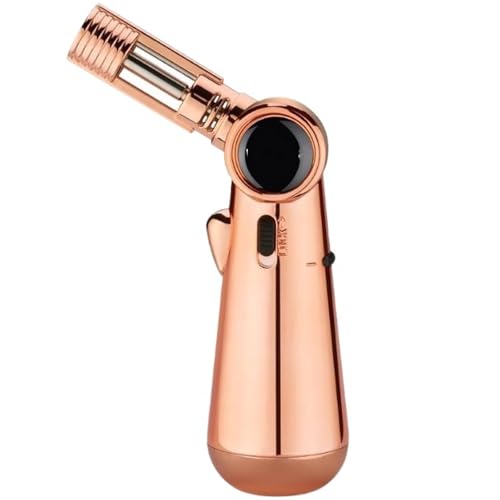 nopqw Encendedor de butano a Prueba de Viento con Cierre de Seguridad y Llama Ajustable, Apto for Cocina, Barbacoa y Velas.(Gold)