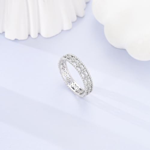 LAZA 925 Sterling Silver Ring for Women, Engagement Ring Personality Rings Cute Rings Entwined Line Cubic Zirconia Rings Simple Stackable Finger Rings Size 6-94