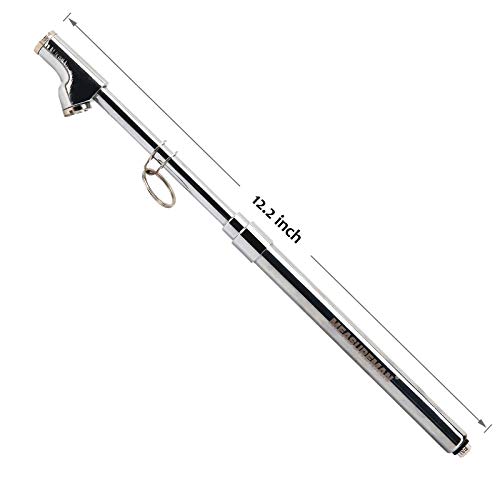 Image of MEASUREMAN Heavy Duty Extended Head Truck External Re-Calibration Service Tire Gauge, Solid Brass Body, Aluminum Slide, with Hook, Range 10-150psi