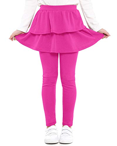 Image of BOOPH Little Girls Leggings with Ruffle Tutu Skirt Kids Uniform Pants | Footless Tights 4-14 Year