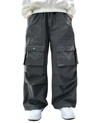 Boys Baggy Cargo Pants Multi Pocket Casual Trousers Streetwear 5-12 Years