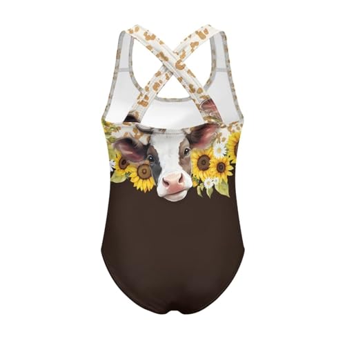 Image of Girls One Piece Cat Swimsuits Quick Dry Cartoon Beach Bathing Suit Crossback Swimwear for Kids 5-14 Years
