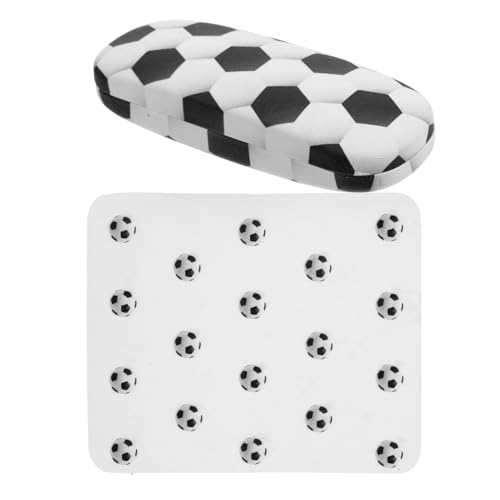 Image of FRCOLOR Kids Glasses Case Hard Shell Eyeglass Case with Velvet Cleaning Cloth Soccer Ball Themed Sports Storage Box Sunglasses Holder for Boys Girls Students Teenagers Travel
