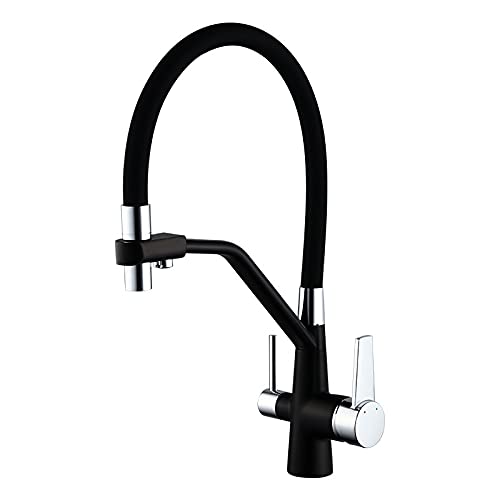 Robinet de cuisine extractible en nickel avec mitigeur pivotant pour évier de ferme