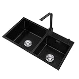ZQFHSX Lavelli da Cucina Lavello Quadrato Nero Doppio lavabo in Acciaio Inox Ristorante ca...