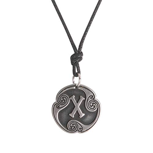Amaxer Collier avec 24 runes, talisman viking, Asatru, pendentif païen wiccan runes norvégiennes, amulette nordique, collier à chaîne réglable pour hommes et femmes, Medio, Métal