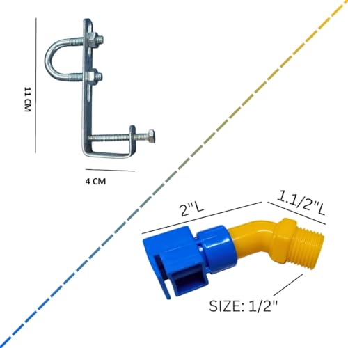 Image of Solar Panel Cleaning Sprinkler and Adjustable Hanger Clamps L Type 1 /2 Size | Universal Fit Brackets & Water Spray System for All Solar Panels (20 PCS Combo)