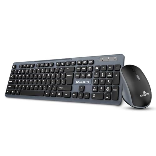 Image of Amkette Primus NXT Wireless Keyboard and Mouse Combo | Silent Keyboard Mouse Wireless | 12 Multimedia Hotkeys | 3200 DPI | 2.4GHz Lag-Free | Long Battery | Ergonomic | Plug & Play | UV-Printed Keys