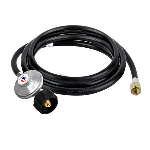 R REGSAFE Gas Grill Regulator Propane Regulator with LPG Hose 6 Feet Low Pressure 25-250PSI Propane Regulator for Most LP Gas Grill Like Weber and Charbroil, Heater and Fire Pit