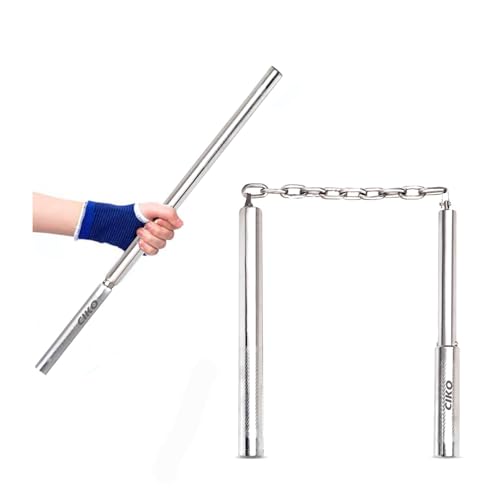 Image of Ciko Nunchaku and Safety Sticks Stainless Steel and Metal Dual Function 2 in 1 karte Sticks Nunchaku Training Exercise Short Stick (India Steel Dual Function)
