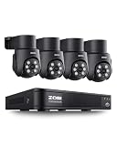 ZOSI 1080P Home Security Camera System Outdoor Indoor, 8CH 5MP-Lite CCTV DVR, 4 x 1080P Pan Tilt Weatherproof Surveillance Camera, AI Human Vehicle Detect, Night Vision, Audio Recording, No Hard Drive