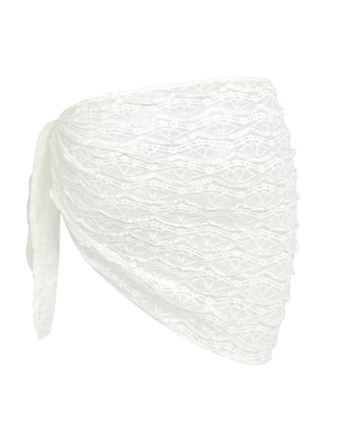 Image of ZAFUL Sarong Coverups for Women Beach Vacation Fishnet See Thru Tie Side Bathing Suit Cover Up Mini Skirt