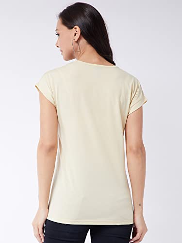 Image of Modeve Women Printed Cotton Blend Half Sleeve Round Neck T-Shirt for Summer