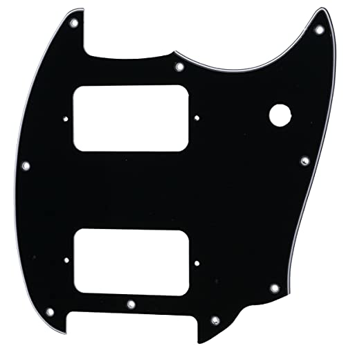 Image of Musiclily Pro 9 Holes Round Corner HH Guitar Pickguard 2 Humbuckers for Squier Bullet Series Mustang Electric Guitar, 3Ply Black
