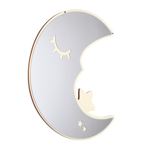 VILLCASE Espejo Acrílico Adhesivo Forma Luna Decorativo para Pared Fácil Instalación con Cuerda Colgante Decoración Infantil y Hogar Versátil para Sala Comedor y Oficina