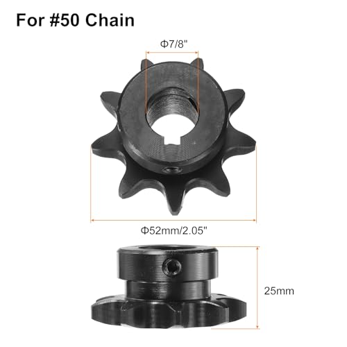 Image of uxcell #50 Chain Roller Sprocket B Type, 5 /8 inch Bore 9 Tooth Single Strand Chain Sprocket, Carbon Steel, Keyway with Set Screws