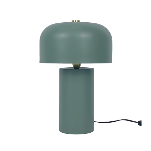 Relaxdays Tischlampe, Pilz Design, Metall, E14, Nachttischlampe mit Kabel, HxD: 40 x 25 cm, Schreibtischlampe, grün