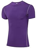 TOPTIE Compression Base Layer, Short Sleeve, Men's Sublimation Clothing Blanks-Purple-3XL