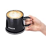 Hydrate Smart Mug - Black, Temperature-Controlled, Self-Heating, Long-Lasting Battery & Sensors, Elegant Ceramic Matte Finish - Heating Mug - Ceramic Material, 5.9 x 4.7 inch