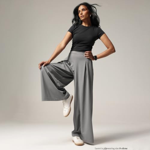 Image of BlissClub Womens Cloud Box Pleat Pants - Tall Wide-Leg Korean Style Pants Lightweight 4-Way Stretch Trousers with Deep Pockets (for Women Above 5'5)