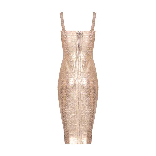 Image of Midi-Calf Solid Color Spaghetti Strap Rayon Bandage Dress