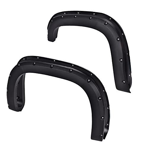 PIT66 Fender Flares, Compatible With 07-13 GMC Sierra 1500, Rugged Textured Pocket Riveted Style Wheel Flares, 4 Pcs