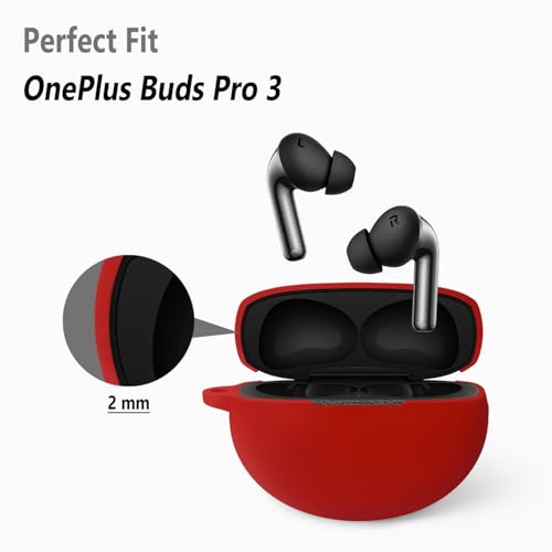 Image of Hamper Silicone Case Cover Compatible for One-Plus Nord Buds 3 | 3 Pro (Red)
