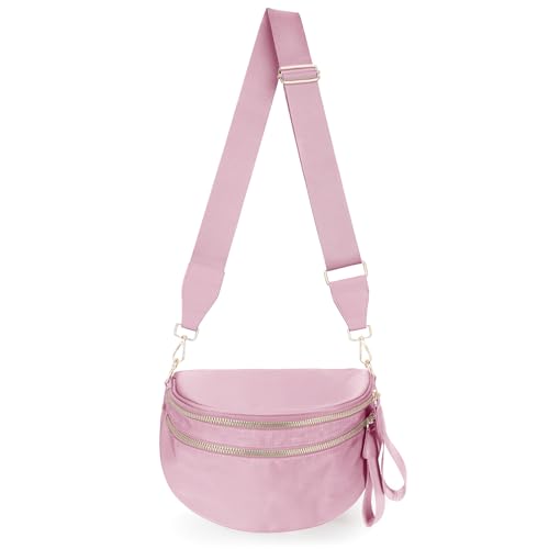 Image of Lushandy Bum Bag Checkered Crossbody Bag Mom Everyday Purse | Roomy Space, Wipe Clean, Wide Strap