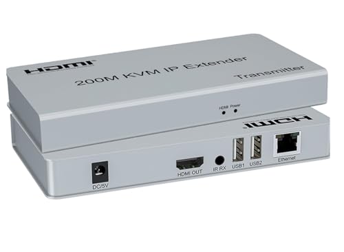 Image of MICROWARE HDMI Extender 200m HDMI to RJ45 Extender KVM Over Ethernet LAN IP Signal IR Control 1080P@60Hz HDTV Resolution for PC, HDTV KVM with Wide IR (200M)