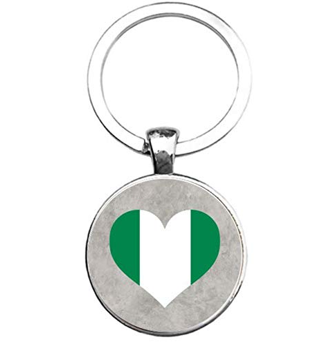 Porte-clés Verre - Drapeau Nigeria, silverl