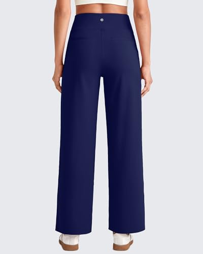 Image of G4Free EverGoing Wide Leg Ankle Pants for Petite Women with Pockets Stretch | Moisture Wicking, 4-Way Stretch, 7 /8 Ankle Length, Faux Fly Detail, Faux Back Pockets, Yoga To Casual Wear