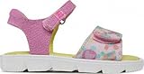 Sandalia estampada blanca y rosa
