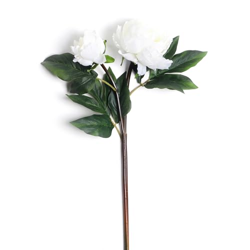 Image of PURE HOME + LIVING White Faux Peony Spray 1 Piece