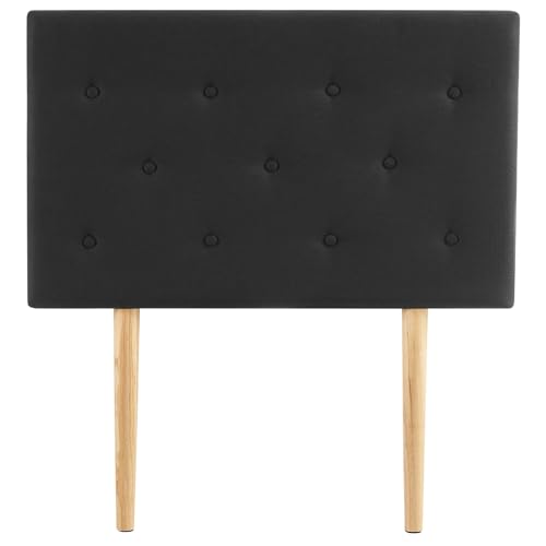 IDIMEX Tête de lit MAVELI 90 capitonnée, en Tissu rembourré, Pieds en Bois, Design élégant, pour Lits 90 cm, Noir