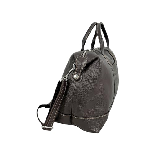 Ulisse Travel Bag, Genuine Leather Made in Italy (Dark Brown)2