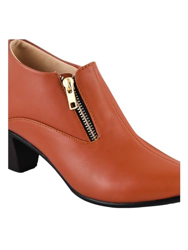 Image of TRYME and Stylish Block Heel Fashionable ankle Boots with Zip look for Womens and Girls
