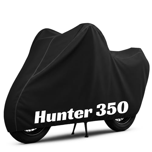 Image of 100% Waterproof Hunter 350 Bike Cover | Polyester Body Cover for Rain & Sun | UV Protection, Dustproof, Scratch Resistant, Windproof, Heat Resistant, Vehicle Specific Fit (Black)