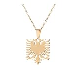 Caiyao Stainless Steel Albania Eagle Pendant Necklace for Women and Men-Gold