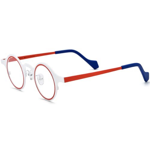 Image of FONEX Colorful Pure Titanium Glasses Frame Women Retro Round Eyeglasses