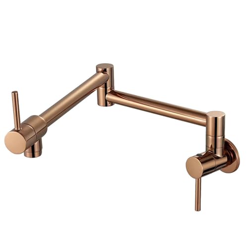 Grifo de cocina plegable de pared de doble mando oro rosa LWX 2