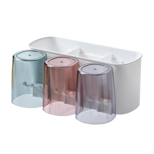 Toothbrush Holders with Wall or Countertop Design 8.54 x 3.54 x 3.39 inch 4 Slot Open Grid Detachable Tray Bathroom Organizer Large Capacity Easy Clean Toothpaste Holder for Family Vanity (Multicolor) - image 1