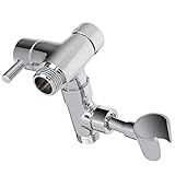 NearMoon All Metal Shower Arm Diverter with Handheld Mount, G1/2 3-Way Diverter Valve Bathroom Universal System Replacement Part for Hand and Fixed Shower Head (Chrome)