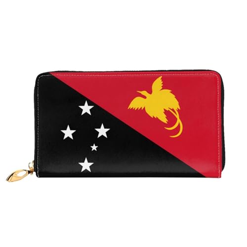 Flag of Papua New Guinea Long leather wallet - with zipper - portable and waterproof, suitable for office, study and daily use