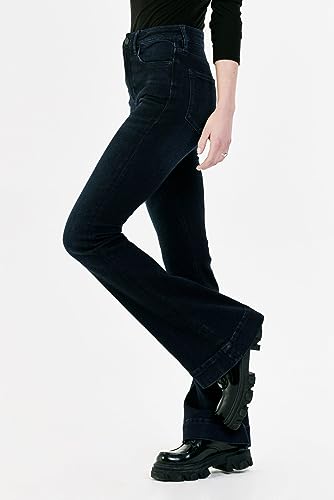 DEAR JOHN Laney Flare Women's Jeans Mid Rise Clean Hem2