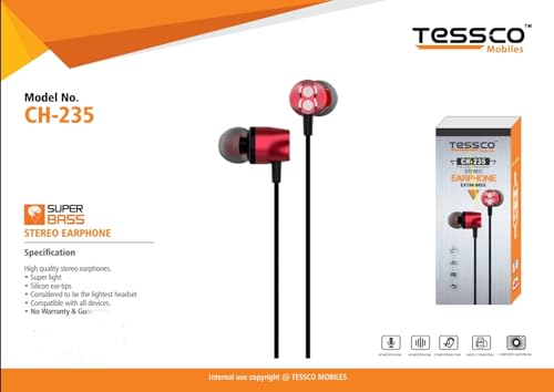 Image of Tessco (CH-235) Earphone HI-FI Stereo Black