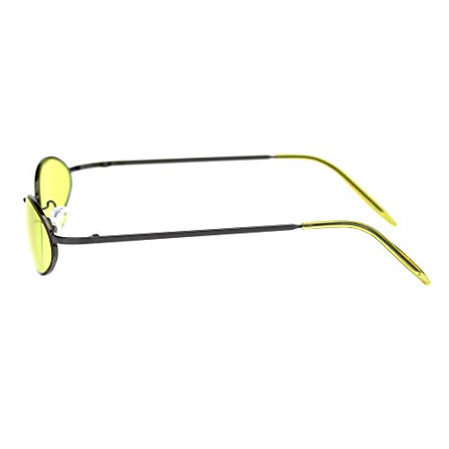 PASTL Unisex Small Sunglasses Oval Curved Gunmetal Frame Color Lens UV 4004