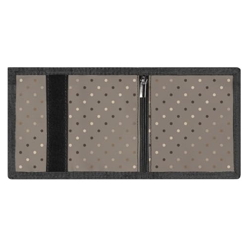 Taupe Polka Dot Print F Wallet for Men, 8 Credit Card Holder Slim Minimalist Front Pocket Small Mens Bifold Wallets3